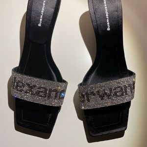 ALEXANDER Wang Jessie crystal logo slides size 39